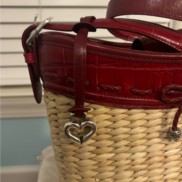 NWOT Brighton Woven and Red Leather Bag - Picture 3 of 9